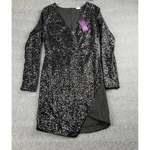 Lascana‎ Black Sequin Party Dress with Long Sleeves Size Small